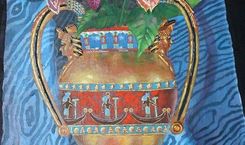 Still Life Floral Painting: Original, Acrylic On Canvas, Decorative Flowers In An Egyptian Urn 2 small