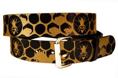 Honeybees And Honeycomb Leather Belt 1 small