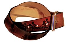Bicycle Print Leather Belt - A History Of Cycling 4 small