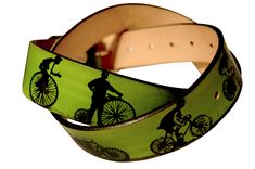 Bicycle Print Leather Belt - A History Of Cycling 1 small