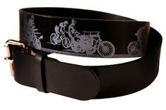 Bicycle Print Leather Belt - A History Of Cycling 6 small