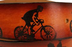 Bicycle Print Leather Belt - A History Of Cycling 5 small