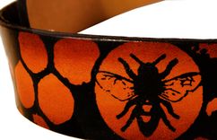 Honeybees And Honeycomb Leather Belt 5 small