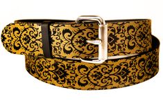 Damask Print Leather Belt 2 small