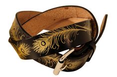 Peacock Feather Leather Belt 6 small