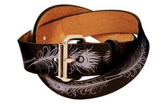 Peacock Feather Leather Belt 3 small
