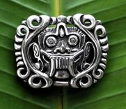 Bali Mask Sterling Silver Belt Buckle 2 small