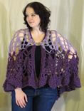 Cape, Shawl, Crochet Lace, Purple 1 small