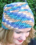 Beanie Fez Hat, Teal Gold Purple Cream, Sedona 1 small