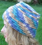 Beanie Fez Hat, Teal Gold Purple Cream, Sedona 2 small