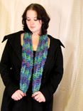 Scarf, Curly Mohair, Jewel Tones, Crochet 1 small