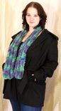 Scarf, Curly Mohair, Jewel Tones, Crochet 3 small