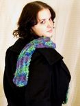 Scarf, Curly Mohair, Jewel Tones, Crochet 4 small