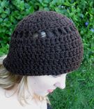 Beanie Hat, Chocolate Brown, Organic Cotton, Crochet 1 small