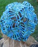 Beret Hat, Teal, Soft, Lacy Crochet, Washable 3 small