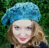 Beret Hat, Teal, Soft, Lacy Crochet, Washable 5 small