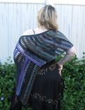 Asymmetrical Poncho, Black Purple Teal Gray Olive, Crochet 1 small