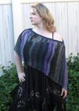 Asymmetrical Poncho, Black Purple Teal Gray Olive, Crochet 2 small