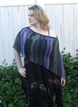 Asymmetrical Poncho, Black Purple Teal Gray Olive, Crochet 4 small