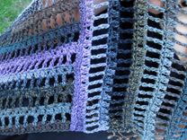 Asymmetrical Poncho, Black Purple Teal Gray Olive, Crochet 5 small