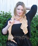 Scarf, Granny Square, Crochet, Orange Yellow Pink Tan 2 small