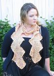 Scarf, Granny Square, Crochet, Orange Yellow Pink Tan 4 small