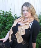 Scarf, Granny Square, Crochet, Orange Yellow Pink Tan 5 small