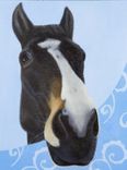Mustang Horse Painting On Canvas 18 X 14 With Blue Scrolls In Black Wood Gallery Frame 2 small