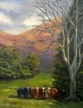 Original Cow Landscape Painting In Oil 18 X 24 - 10% Benefits Animal Charities 1 small