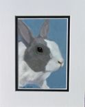 Blue Bunny Rabbit Fine Art Print - Nursery Wall Art - Bunny Rabbit Art - 8x10 Matted 1 small