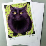 Black Cat Card - Cat Art Postcard Greeting Card Combo - Black Cat With Purple Scrolls 1 small