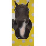Funny Horse Painting - Large Black Horse Painting (Oil) W/ Green And Silver Polka Dots 2 small