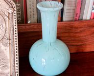 Ocean Blue Glass Vase Hand Blown Long Neck 1 small