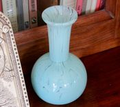 Ocean Blue Glass Vase Hand Blown Long Neck 2 small