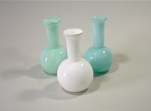 Ocean Blue Glass Vase Hand Blown Long Neck 3 small