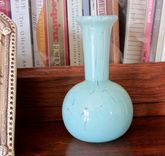Ocean Blue Glass Vase Hand Blown Long Neck 4 small