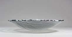 Art Glass Bowl Black And White Stripes 9 Inch Fused Glass 1 small