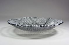 Art Glass Bowl Black And White Stripes 9 Inch Fused Glass 4 small
