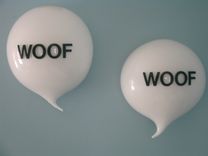 Dog Glass Cartoon Word Balloon Blown Glass 1 small
