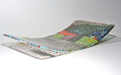 Fused Glass Platter Multi Color 16 Inches Sculpture Murrini 2 small