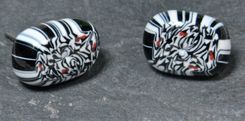 Glass Earrings Stud Post Black And White Murrini Glass 2 small