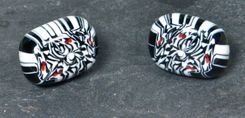 Glass Earrings Stud Post Black And White Murrini Glass 3 small