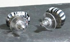 Glass Earrings Stud Post Black And White Murrini Glass 4 small