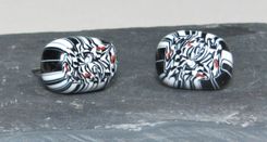 Glass Earrings Stud Post Black And White Murrini Glass 5 small
