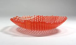 Fused Glass Bowl Red 5 Inches 3 small