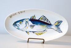 Blue Fish - Fish Plate - Decorative Plater - Serving Tray - Beach House - Fisherman - Snapper 1 small