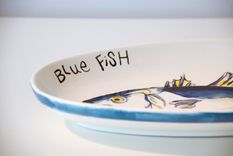 Blue Fish - Fish Plate - Decorative Plater - Serving Tray - Beach House - Fisherman - Snapper 2 small