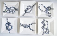 Nautical Knot Dinner Plates, Set Of 6 Square Dishes 1 small