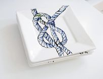Nautical Knot Dinner Plates, Set Of 6 Square Dishes 4 small