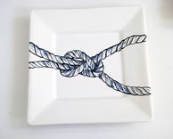Nautical Knot Dinner Plates, Set Of 6 Square Dishes 5 small